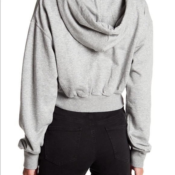 Kendall + Kylie Cropped Grey Floral Hoodie - Picture 4 of 4